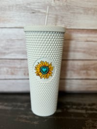 Image 1 of 24oz Topaz Sunflower Studded Tumbler