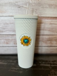 Image 2 of 24oz Topaz Sunflower Studded Tumbler