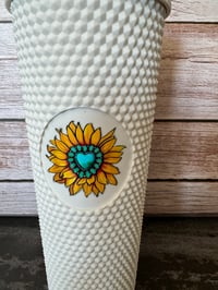 Image 3 of 24oz Topaz Sunflower Studded Tumbler