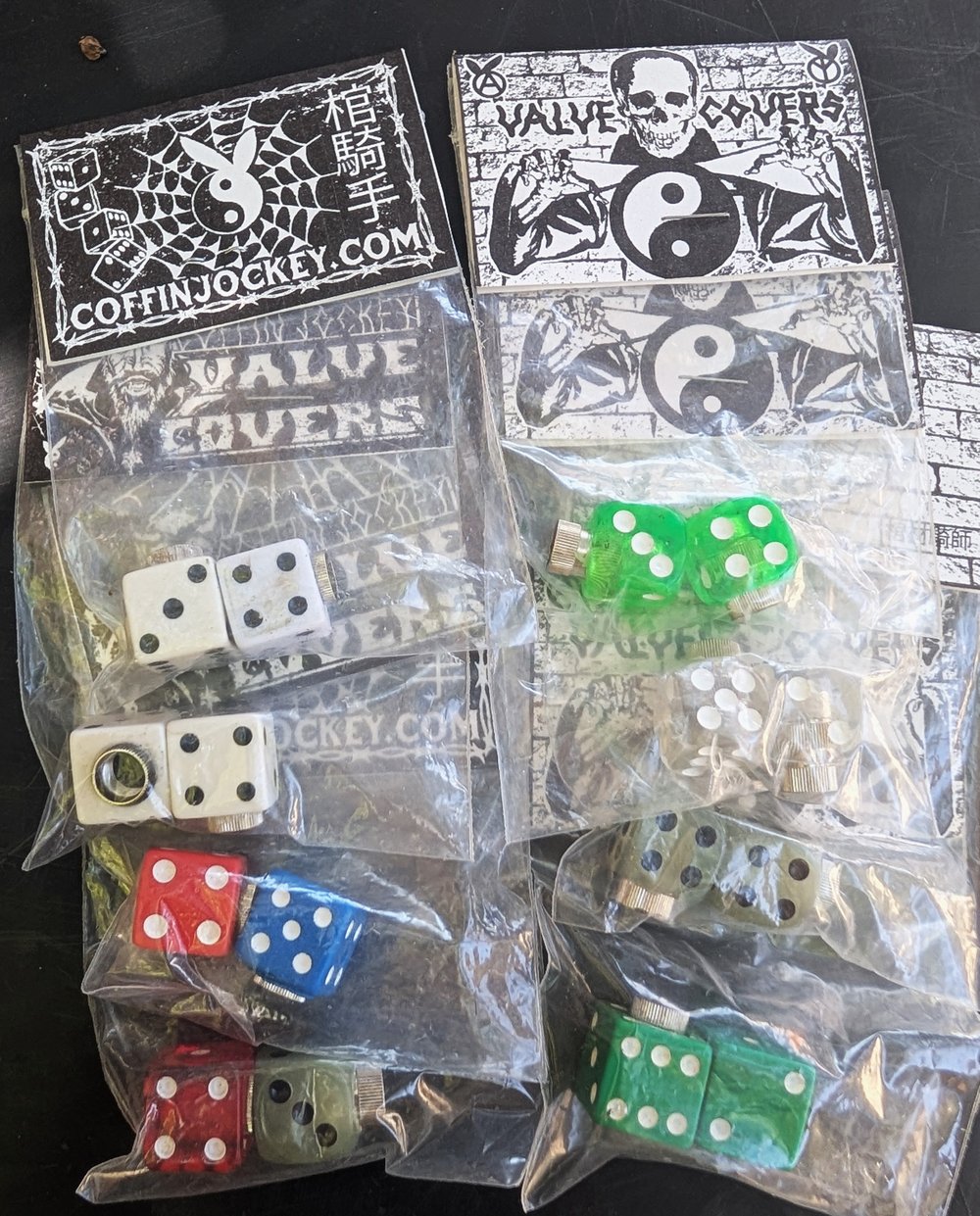Dice tire valve covers