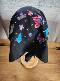 Image 1 of Linen Crown Cover in Butterflies on Black