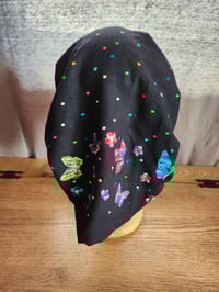 Image 2 of Linen Tichel in Butterflies on Black