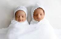 Image 1 of Knitted pillow wrap and bonnet hats white
