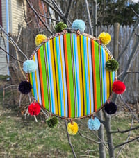 Image 2 of Vintage Striped Fabric Pin Display 9 inch