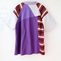 Image 3 of purple triceratops courtneycourtney adult size XL extra large vneck raglan short sleeve tee tshirt