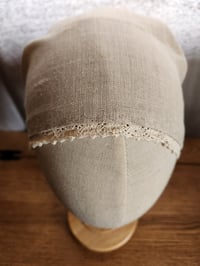 Image 2 of Linen Crown Cover in Natural (undyed) & Lace Trim