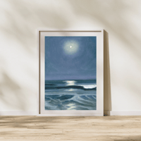Image 1 of "Moonlit Waves" Original Oil Painting Fine Art Giclée Print