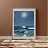 Image 3 of "Moonlit Waves" Original Oil Painting Fine Art Giclée Print