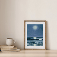 Image 5 of "Moonlit Waves" Original Oil Painting Fine Art Giclée Print