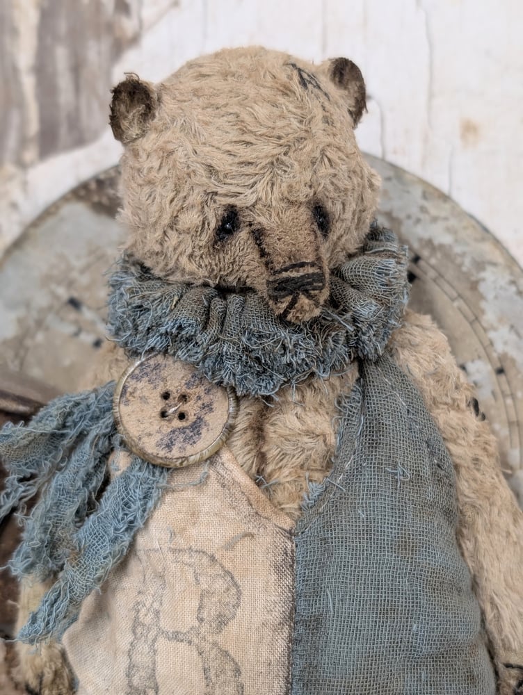 Image of  7" -Vintage Old Primitive Teddy Bear in romper  by Whendi's Bears