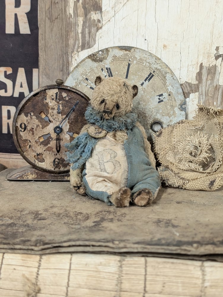 Image of  7" -Vintage Old Primitive Teddy Bear in romper  by Whendi's Bears