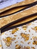 Project Bag/Yellow Bees/Brown Zip