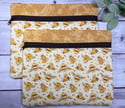 Project Bag/Yellow Bees/Brown Zip