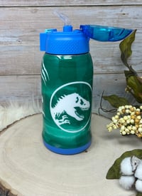 Image 1 of 18oz TRex Blue Easy Sip Tumbler