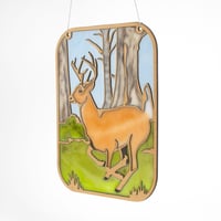 Image 3 of Whitetail Buck Deer Art Panel - Handcrafted Resin and Wood Suncatcher for Wildlife Enthusiasts