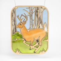 Image 2 of Whitetail Buck Deer Art Panel - Handcrafted Resin and Wood Suncatcher for Wildlife Enthusiasts