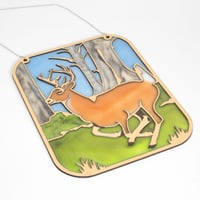 Image 5 of Whitetail Buck Deer Art Panel - Handcrafted Resin and Wood Suncatcher for Wildlife Enthusiasts