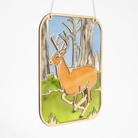 Image 4 of Whitetail Buck Deer Art Panel - Handcrafted Resin and Wood Suncatcher for Wildlife Enthusiasts