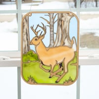 Image 1 of Whitetail Buck Deer Art Panel - Handcrafted Resin and Wood Suncatcher for Wildlife Enthusiasts