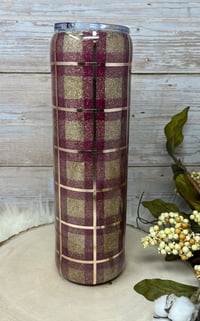 Image 1 of 32oz Rose Gold Plaid Tumbler