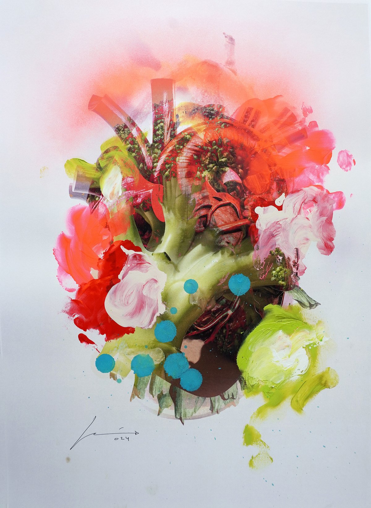 Image of Corazón. Impresión digital, acrílico y óleo sobre papel. 45x32 cm. 