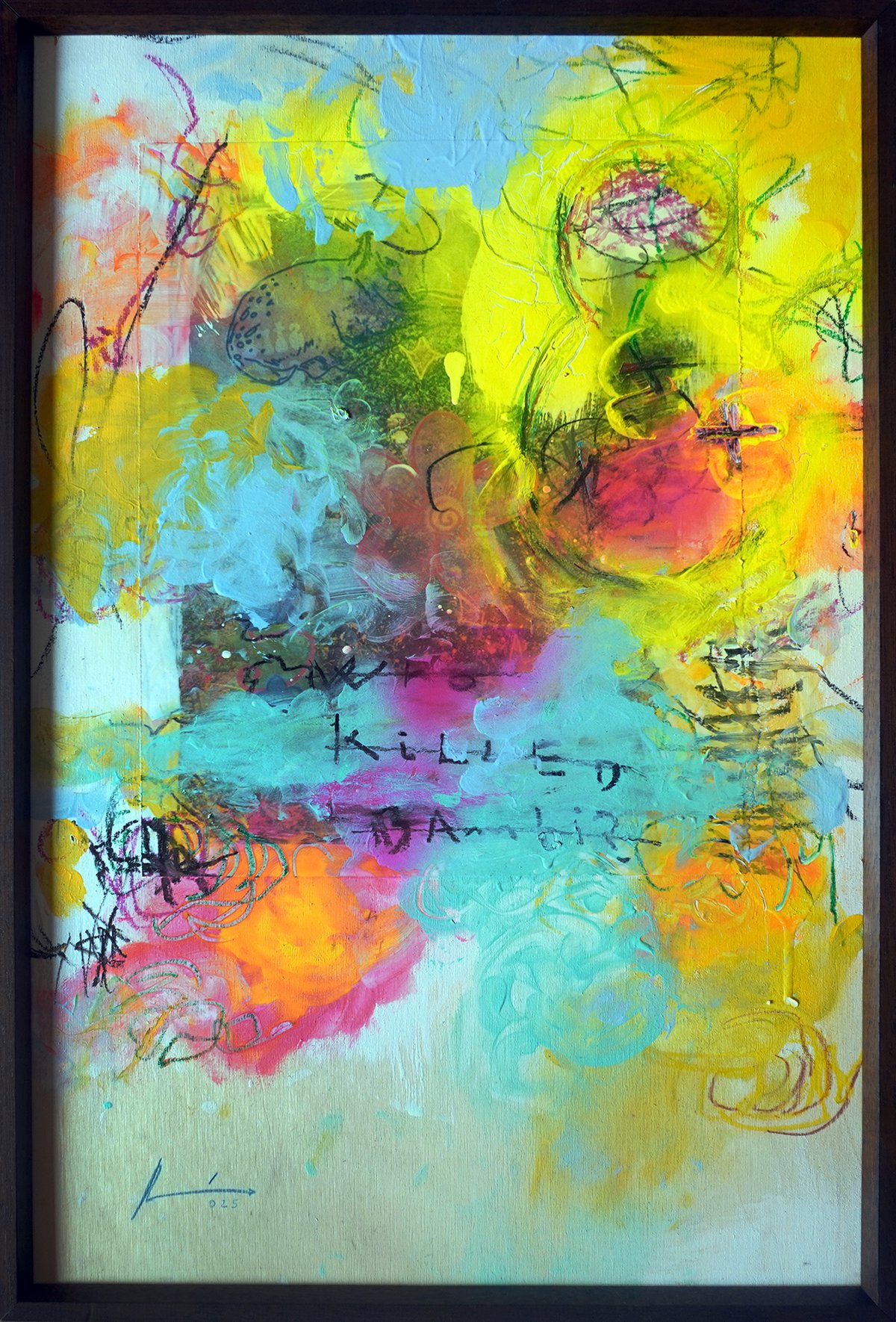 Image of Who killed Bambi?. Técnica mixta sobre madera. 62x41 cm