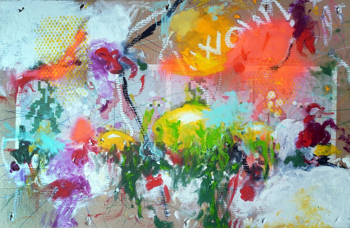Image of Los ñijos escondíos. Técnica mixta sobre cartón. 80x120 cm