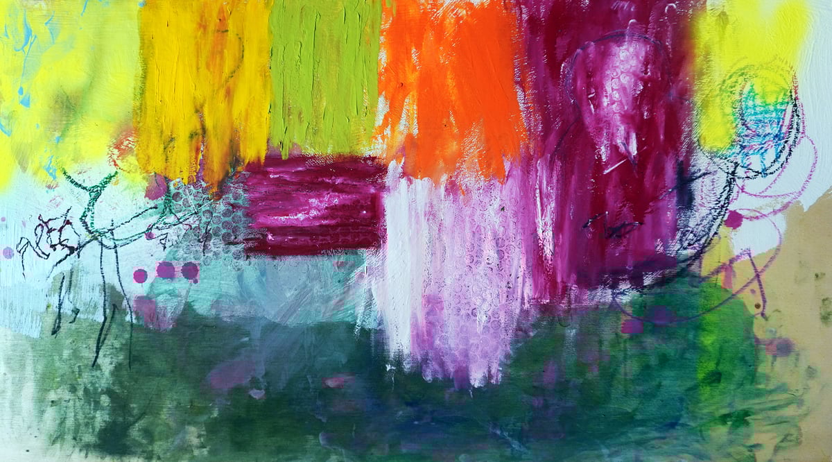 Image of Desde el cielo. Técnica mixta sobre madera. 47x75 cm