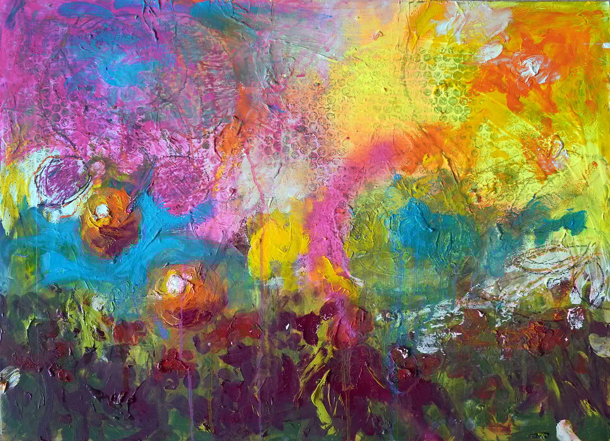 Image of Me encontré dos naranjas. Técnica mixta sobre madera. 51x69 cm