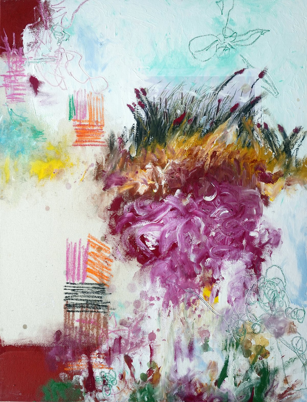 Image of En la ribera. Dentro de un canasto. Técnica mixta sobre lienzo. 90x71 cm