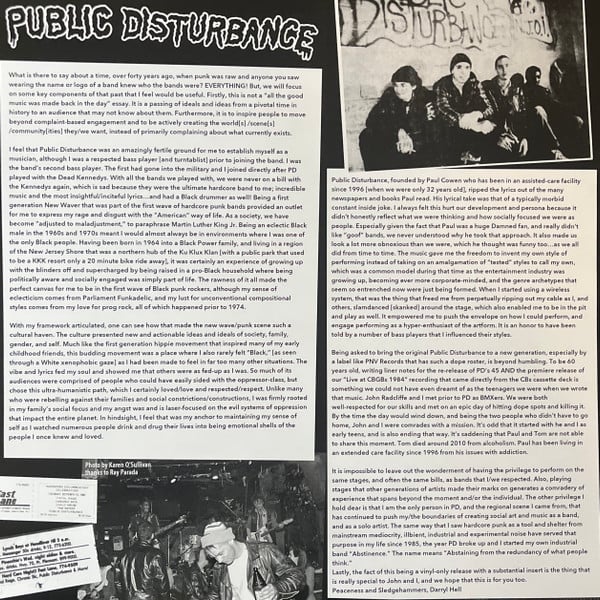 Image of Public Disturbance - "S&M 45 / Live at CBGB 1984" Lp 