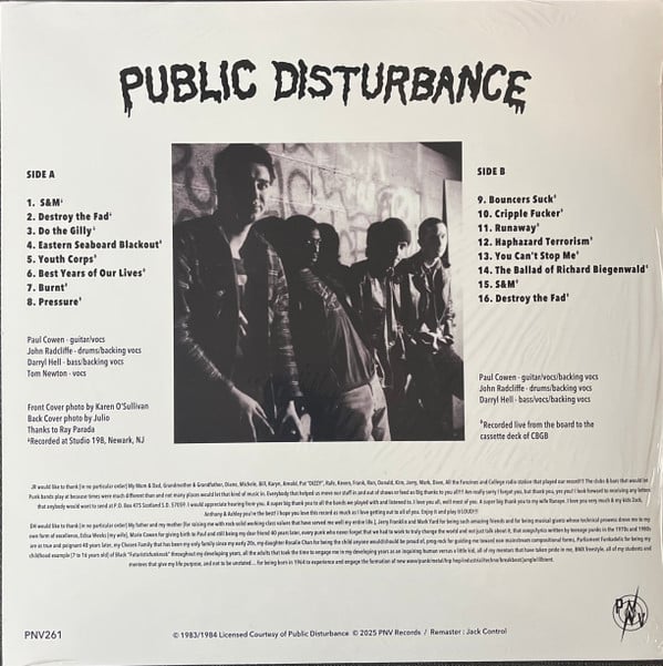 Image of Public Disturbance - "S&M 45 / Live at CBGB 1984" Lp 