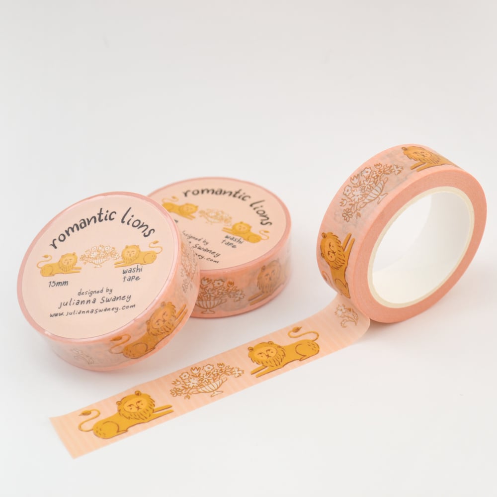 Image of Romantic Lions Yellow 15mm Washi Tape