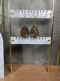 Image 1 of "Krishna" Peacock Ore Teardrop Acrylic Earrings