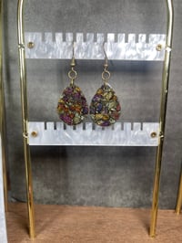 Image 3 of "Krishna" Peacock Ore Teardrop Acrylic Earrings