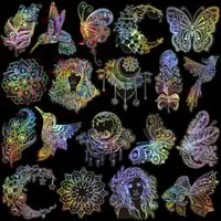 Image 1 of 80 Pieces Large Size Holographic Stickers, Glitter Shiny Iridescent Transparent Resin Sticker Decals