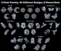 Image 2 of 80 Pieces Large Size Holographic Stickers, Glitter Shiny Iridescent Transparent Resin Sticker Decals
