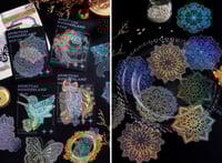 Image 4 of 80 Pieces Large Size Holographic Stickers, Glitter Shiny Iridescent Transparent Resin Sticker Decals