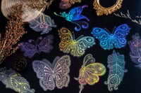 Image 5 of 80 Pieces Large Size Holographic Stickers, Glitter Shiny Iridescent Transparent Resin Sticker Decals