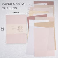 Image 2 of 13 Sheets Textured Scrapbook Paper Assorted Set 5.8x8.3 Inch A5 (Cherry Blossom)