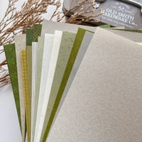 Image 1 of 15 Sheets Textured Scrapbook Paper Assorted Set 5.8x8.3 Inch A5 (Forest Green)
