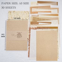 Image 2 of 30 Sheets Textured Scrapbook Paper Assorted Set 5.8x8.3 Inch A5 (Warm Earth)