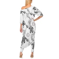 Image 2 of Ladies Hawaiian Honu Print Off Shoulder Two-Piece Blouse and Pants