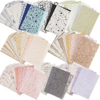 Image 1 of 160 Sheets Textured Scrapbook Paper and Mesh Fabric Assorted Set 4.9x7 Inch
