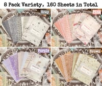 Image 2 of 160 Sheets 8 Pack Mixed Special Paper for Scrapbooking Kit Junk Journal Supplies Planner 4.9x7 Inch