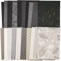 Image 1 of 20 Sheets Textured Scrapbook Paper Assorted Set 5.8x8.3 Inch A5 (Black & Gray)