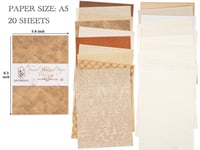 Image 2 of 20 Sheets Textured Scrapbook Paper Assorted Set 5.8x8.3 Inch A5 (Cream & Coffee)
