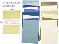 Image 3 of 20 Sheets Mixed Special Craft Paper for Scrapbook Junk Journal 5.8x8.3 Inch A5 (Green & Blue)