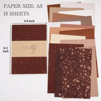 Image 2 of 15 Sheets Textured Scrapbook Paper Assorted Set 5.8x8.3 Inch A5 (Mocha Blush)