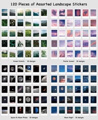 Image 2 of Landscape Nature Stickers Set (120 Pieces), Aesthetic Scenery Collage Pictures